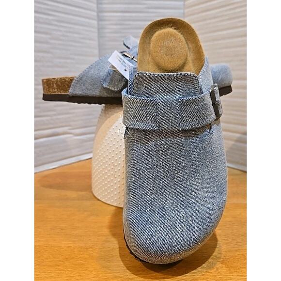 Emma New York Nina Suede & Denim Clogs Size 8.5M Buckle Slides NWT Gorpcore - Picture 1 of 11